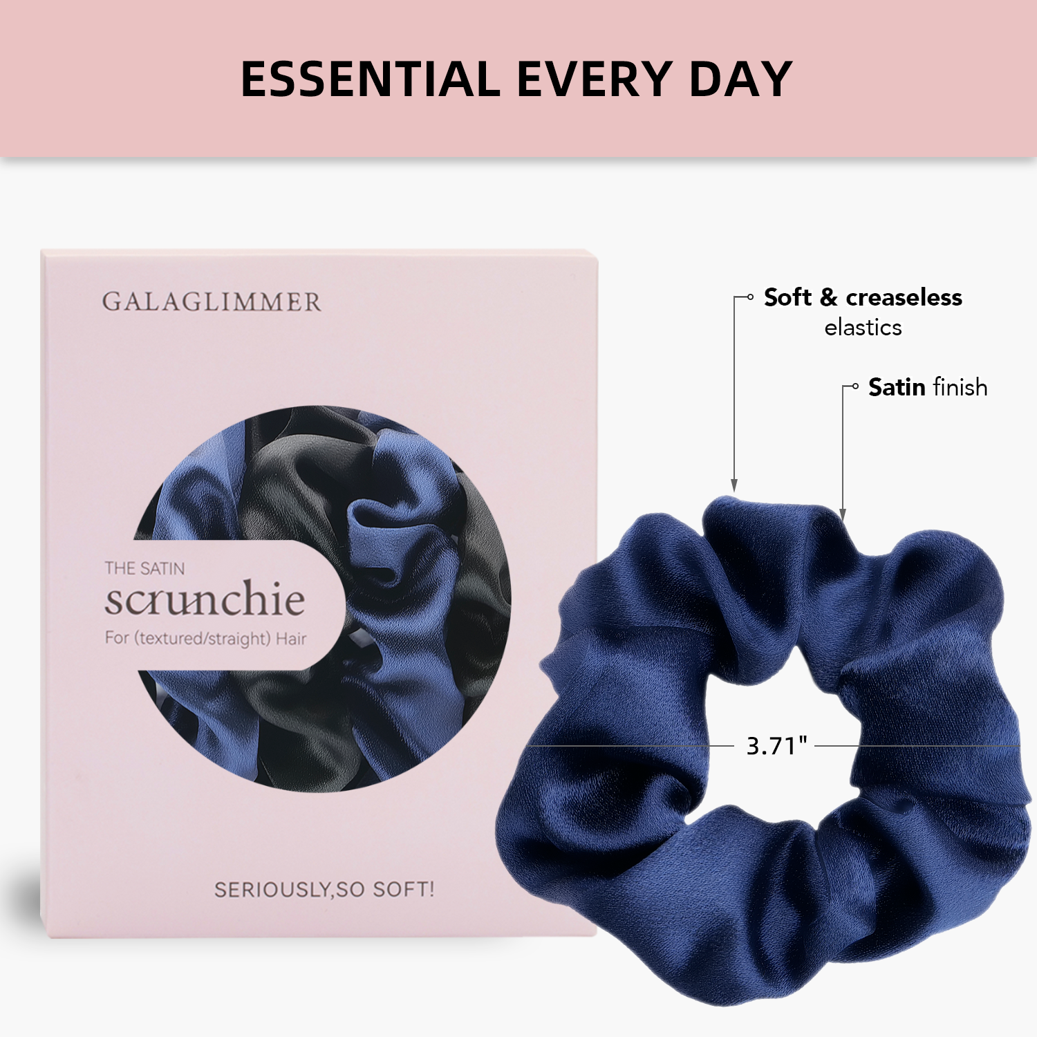 Satin Scrunchies for Women: No-Damage Hair Ties for Girls, Day to Night Silk-Like Scrunchies for All Hair Types and Textures, Crease-Free Hair Accessories 5-Pack