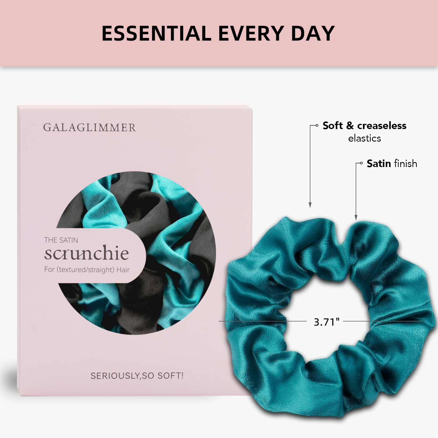 Satin Scrunchies for Women: No-Damage Hair Ties for Girls, Day to Night Silk-Like Scrunchies for All Hair Types and Textures, Crease-Free Hair Accessories