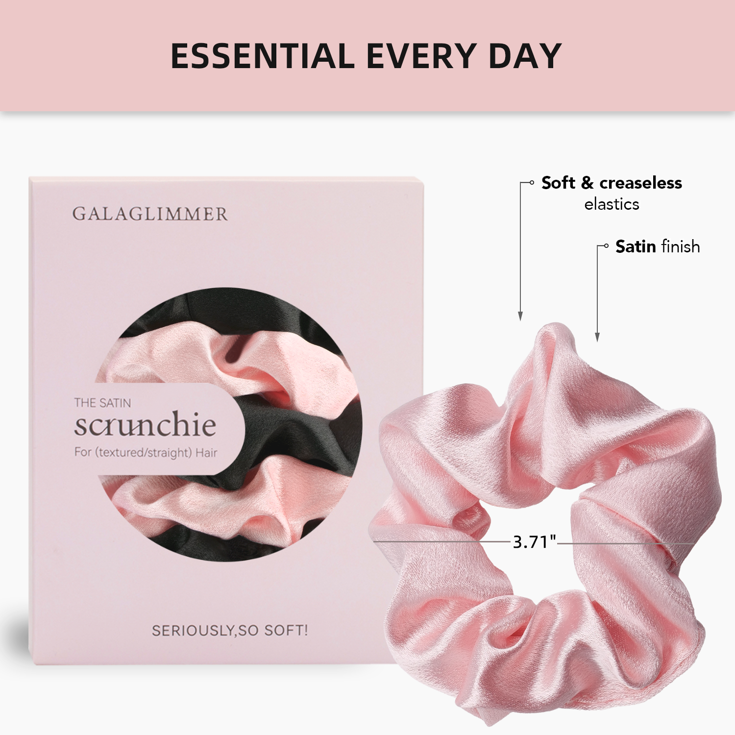 Satin Scrunchies for Women: No-Damage Hair Ties for Girls, Day to Night Silk-Like Scrunchies for All Hair Types and Textures, Crease-Free Hair Accessories
