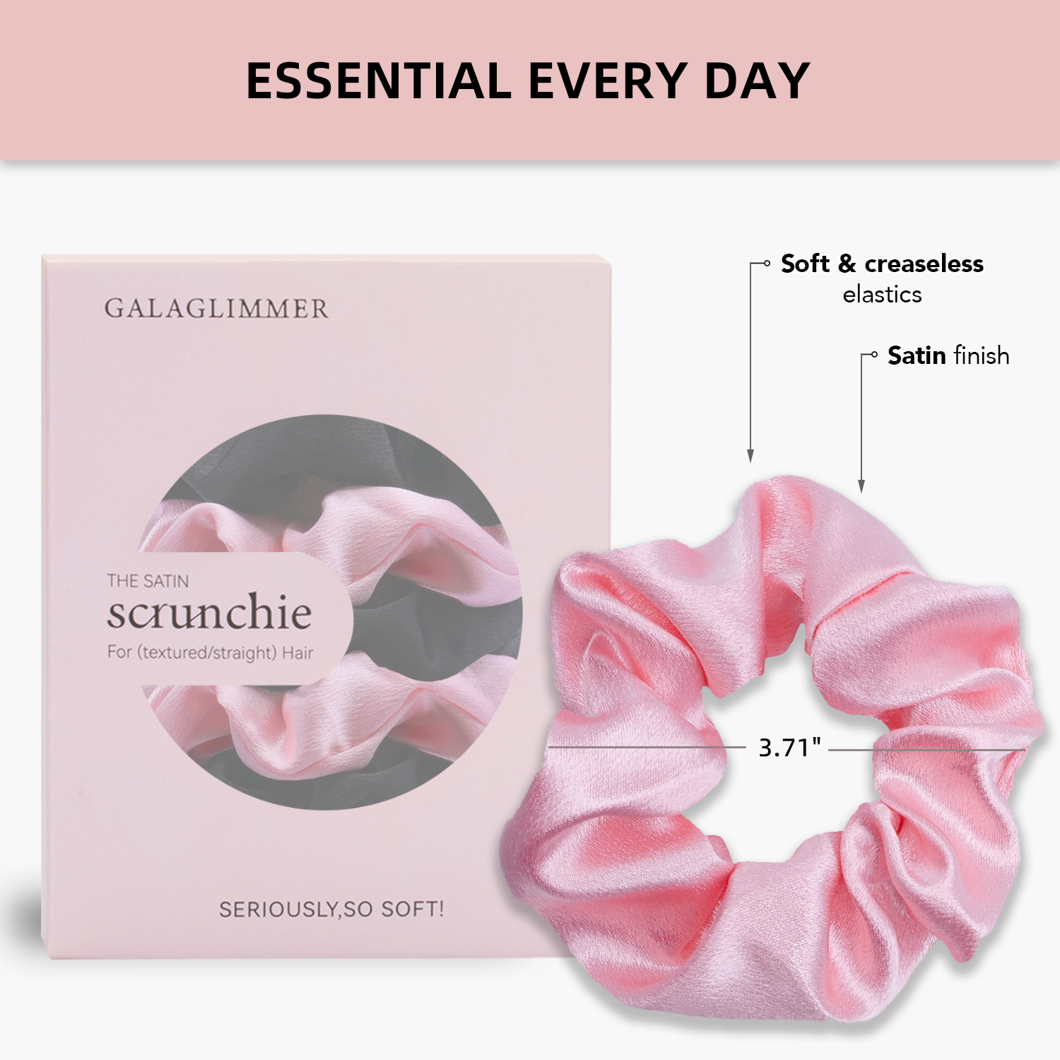 Satin Scrunchies for Women: No-Damage Hair Ties for Girls, Day to Night Silk-Like Scrunchies for All Hair Types and Textures, Crease-Free Hair Accessories